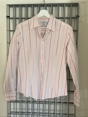 Brooks Brothers EUC Striped Button-Up Shirt with Red and Blue Stripes. No flaws,